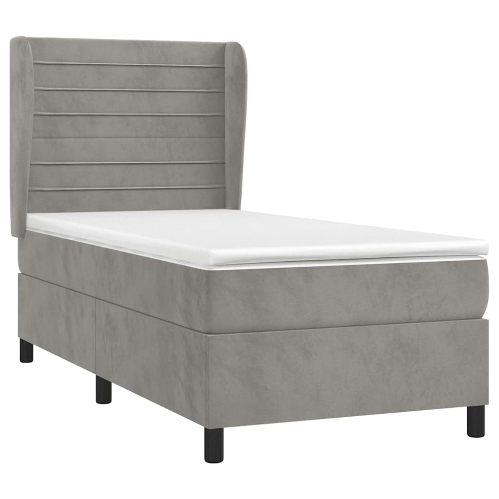 Box spring krevet s madracem svjetlosivi 80 x 200 cm baršunasti