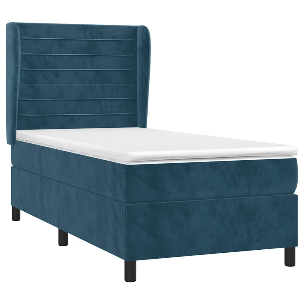Box spring krevet s madracem tamnoplavi 80 x 200 cm baršunasti