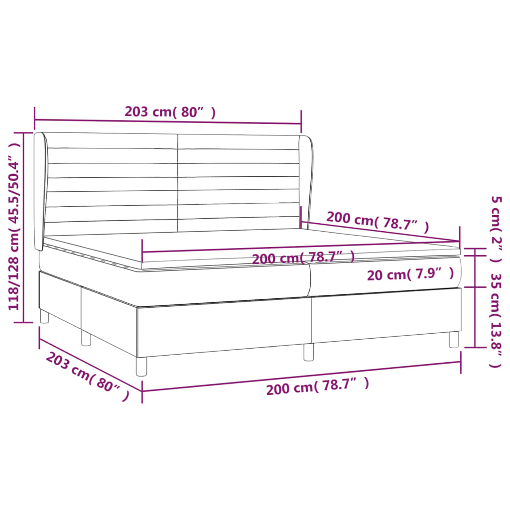 Krevet s oprugama i madracem crni 200x200 cm baršunasti
