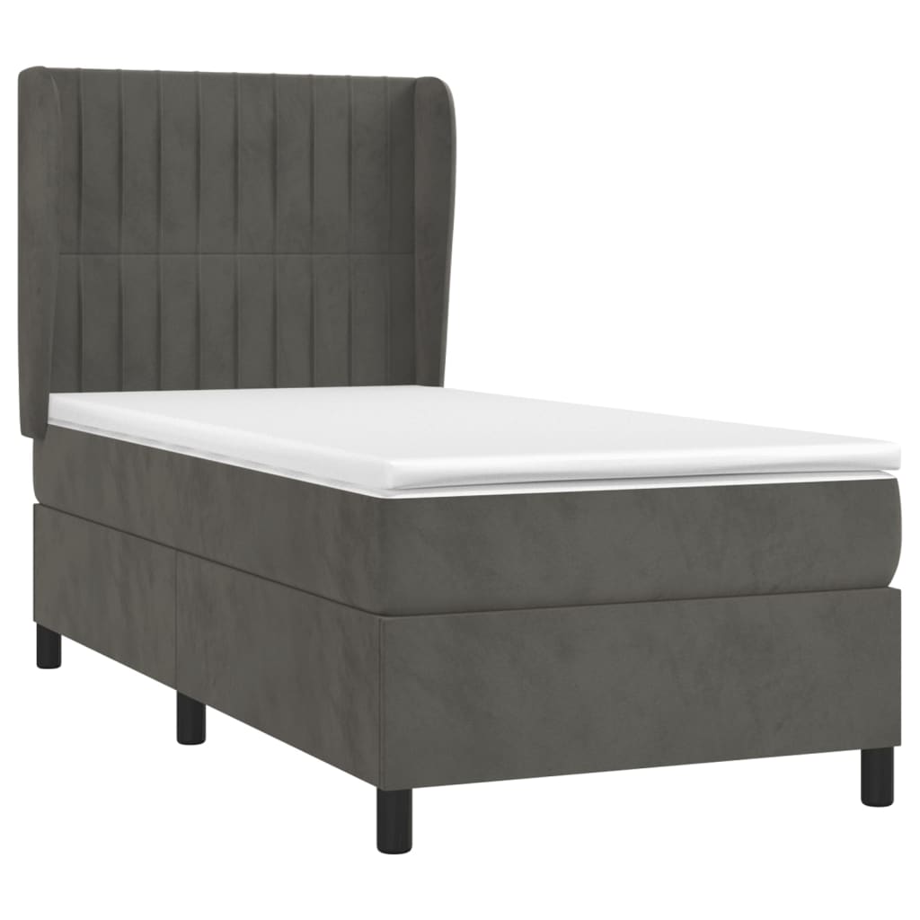 Box spring krevet s madracem tamnosivi 80 x 200 cm baršunasti