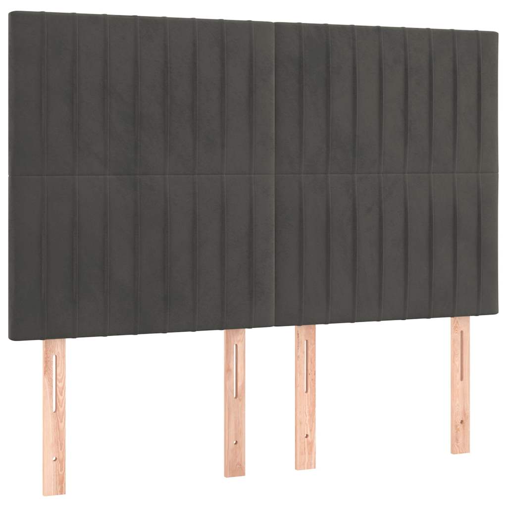 Krevet s oprugama i madracem tamnosivi 140x200 cm baršunasti