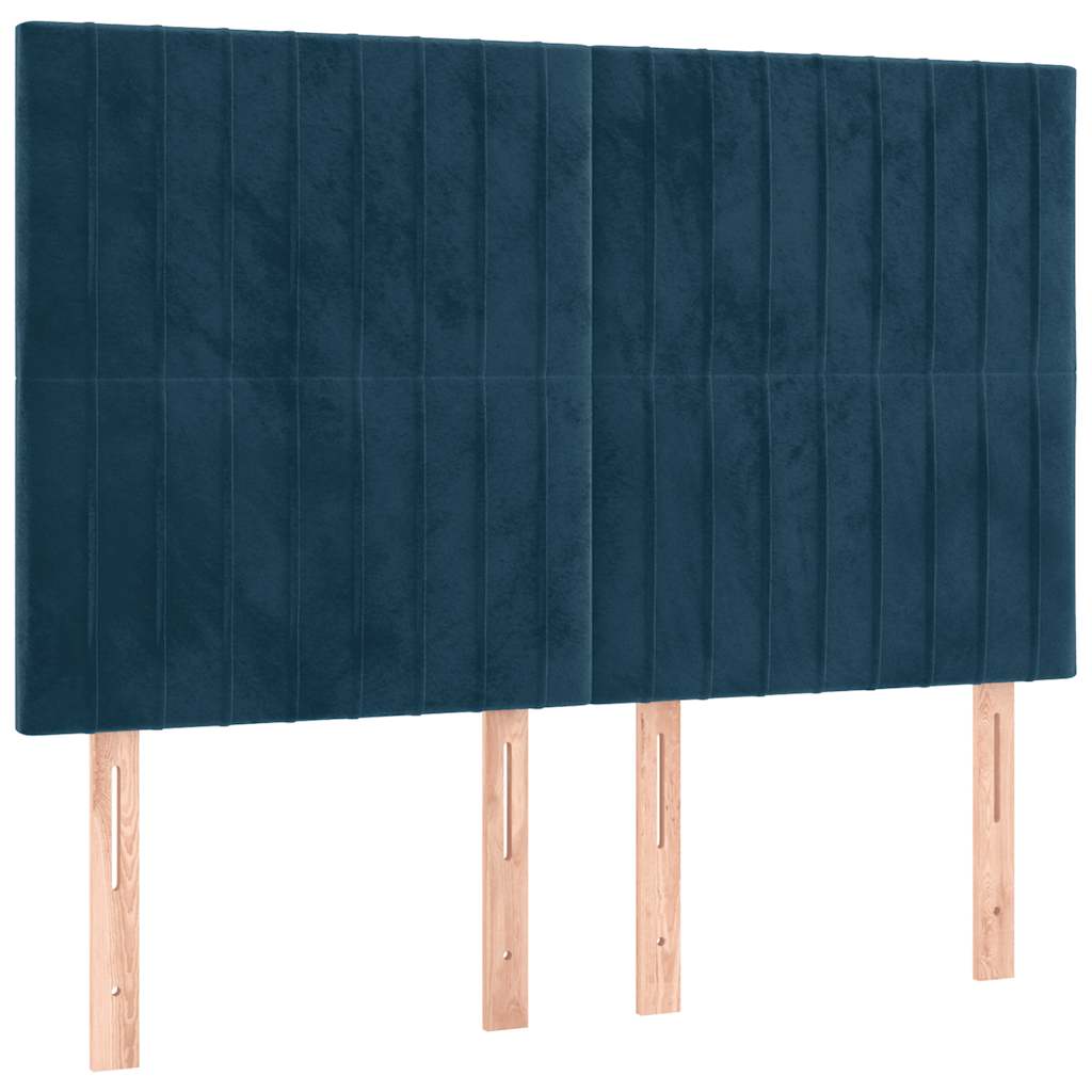 Krevet s oprugama i madracem tamnoplavi 140x200 cm baršunasti