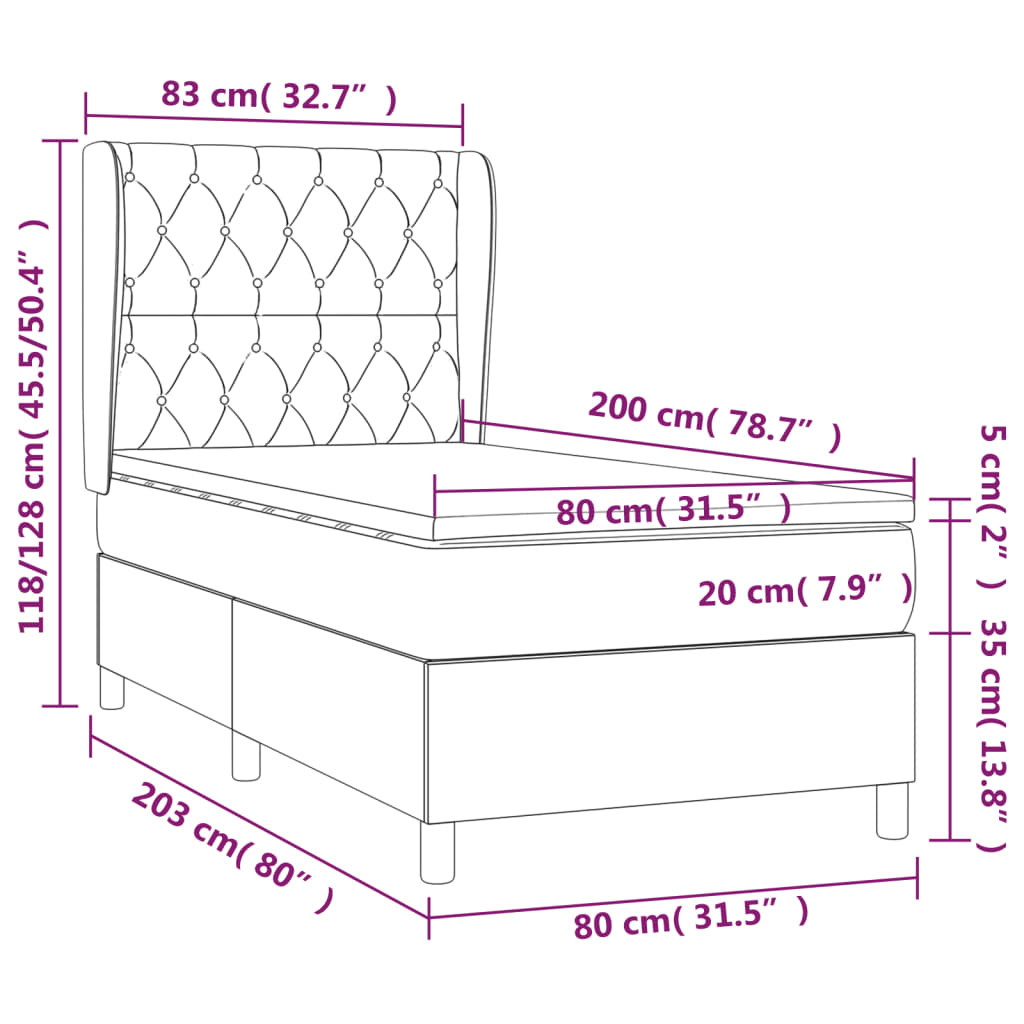 Box spring krevet s madracem crni 80 x 200 cm baršunasti