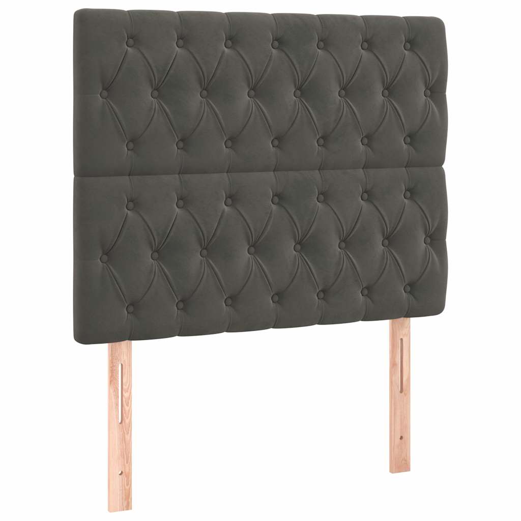 Box spring krevet s madracem tamnosivi 90x200 cm baršunasti