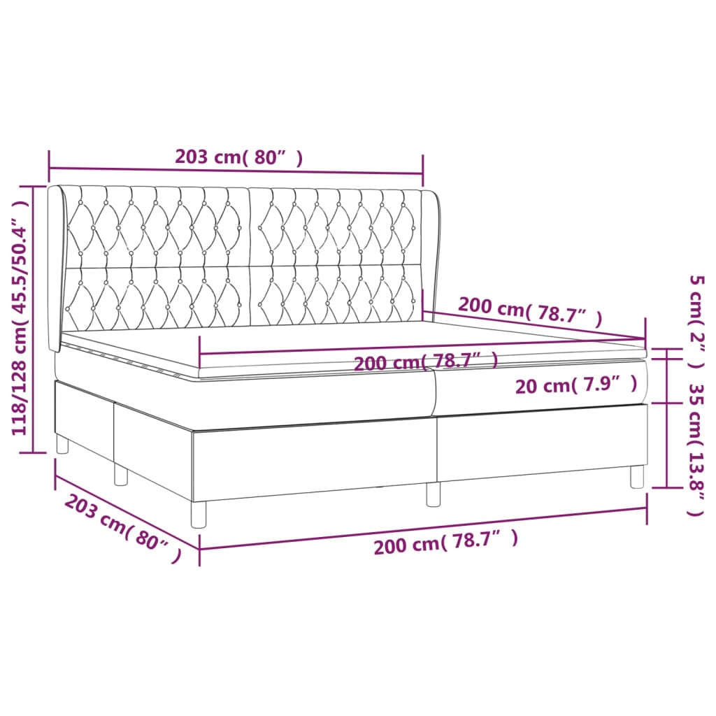 Krevet s oprugama i madracem crni 200x200 cm baršunasti