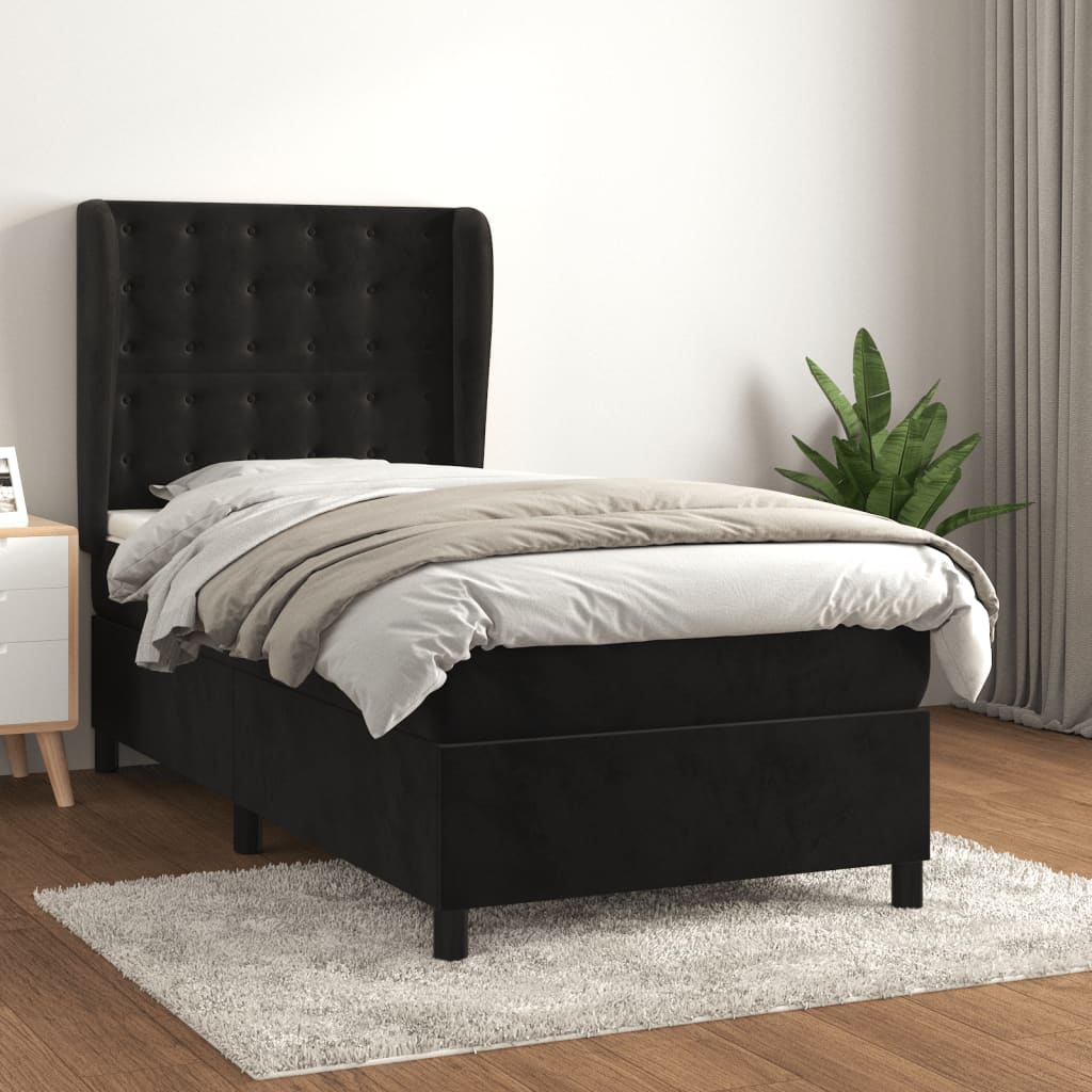 Box spring krevet s madracem crni 90x190 cm baršunasti