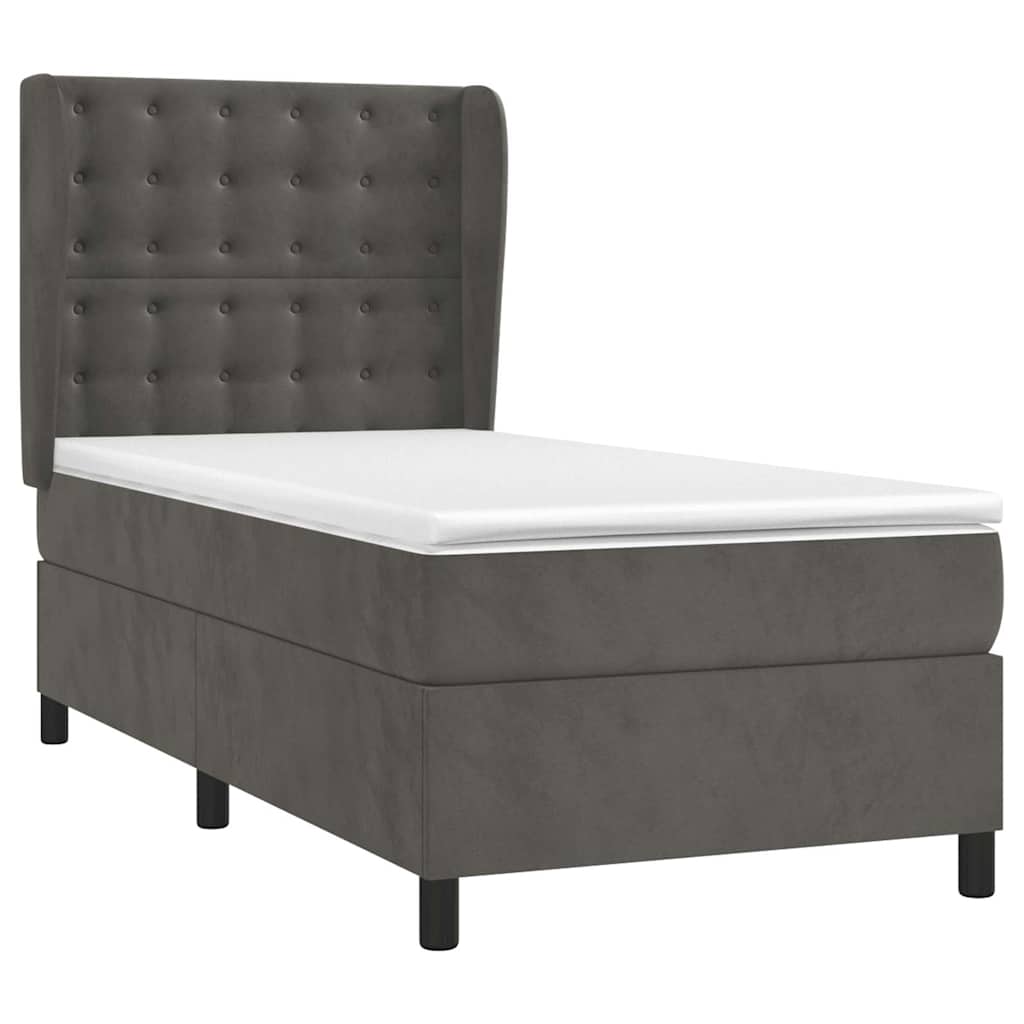 Box spring krevet s madracem tamnosivi 100x200 cm baršunasti