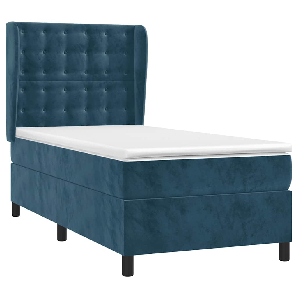 Box spring krevet s madracem tamnoplavi 100x200 cm baršunasti