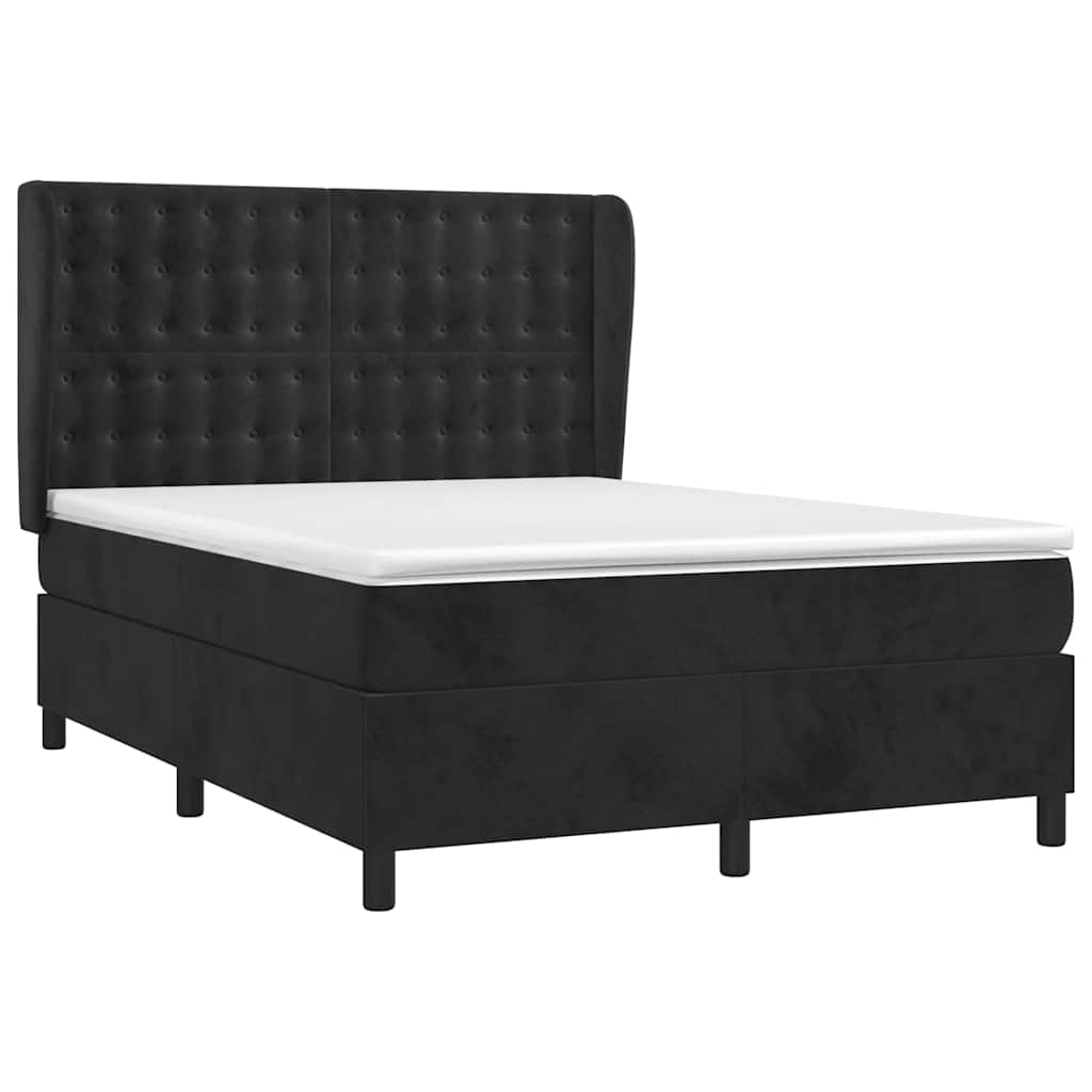 Krevet s oprugama i madracem crni 140x200 cm baršunasti