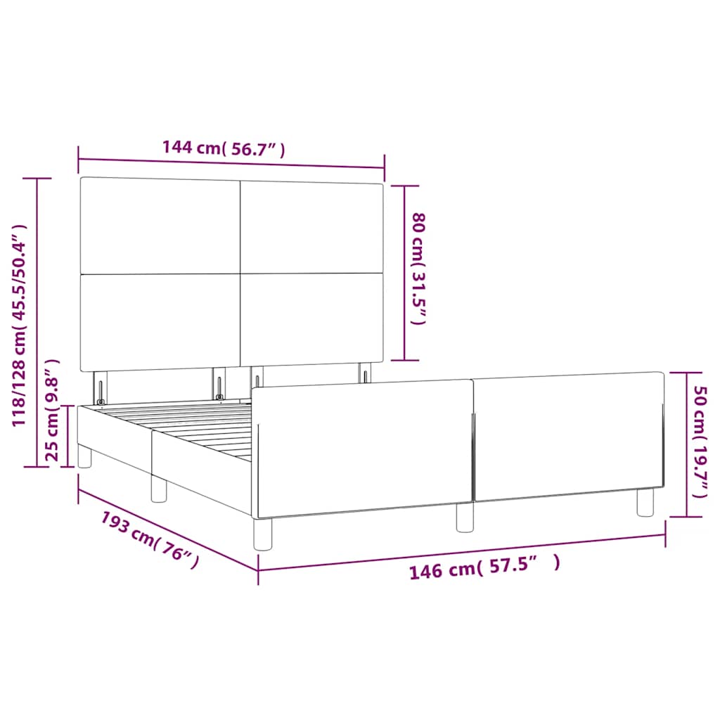 Okvir za krevet bez madraca crni 140 x 190 cm od tkanine