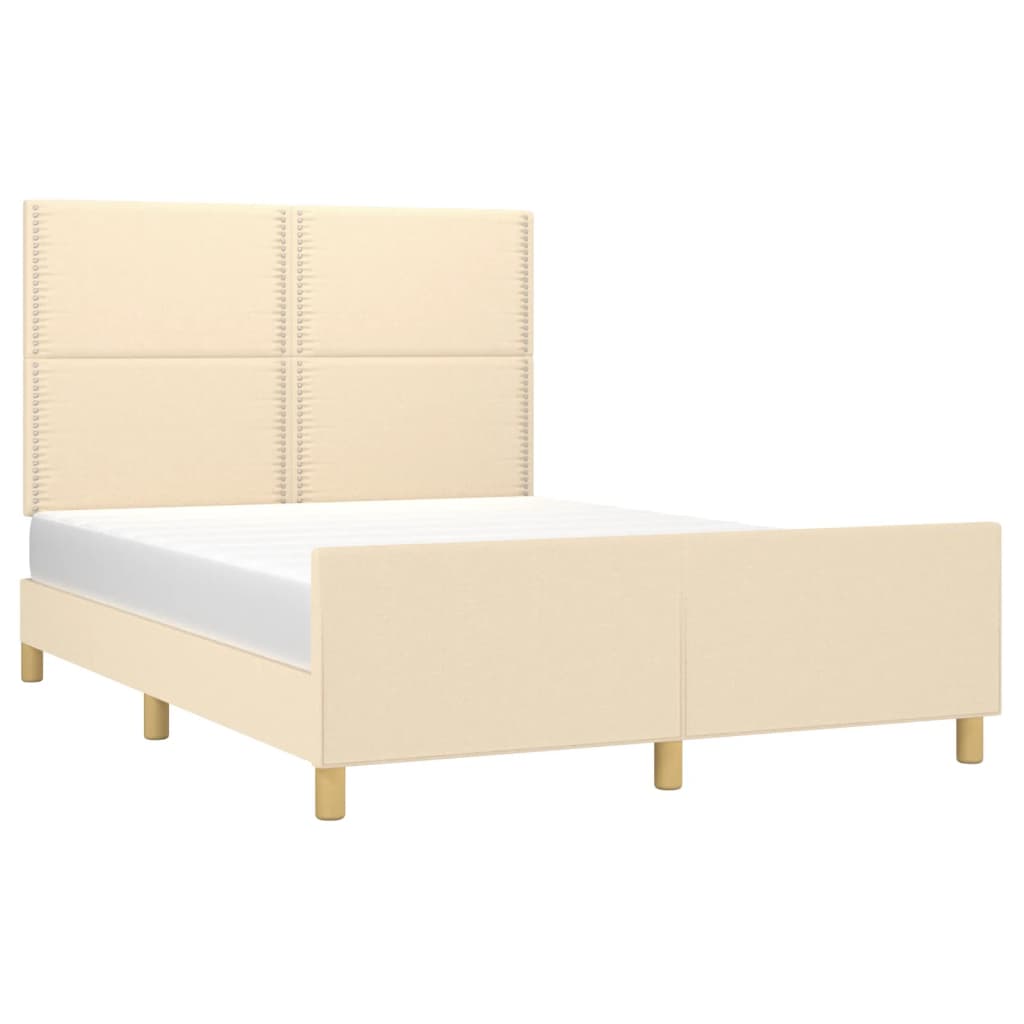 Okvir za krevet bez madraca krem 140 x 190 cm od tkanine