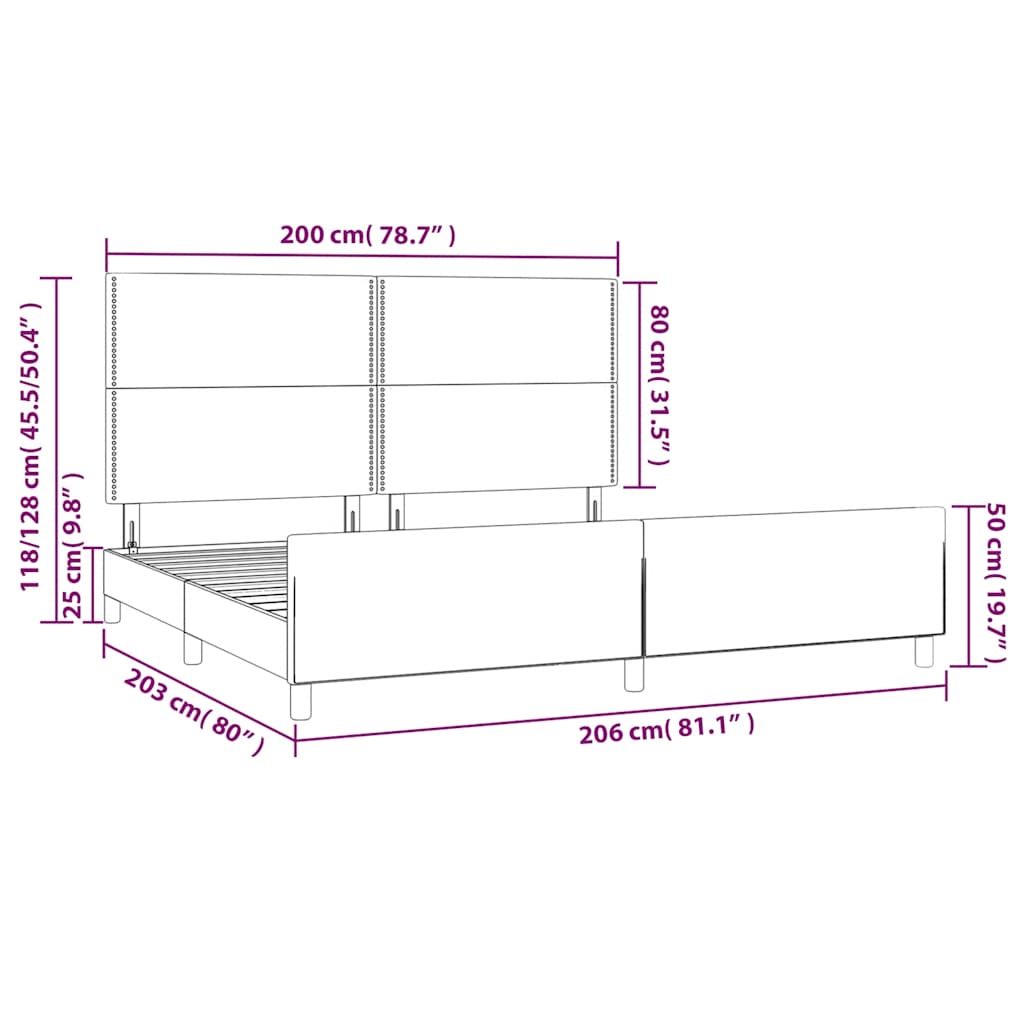 Okvir za krevet bez madraca crni 200x200 cm od tkanine