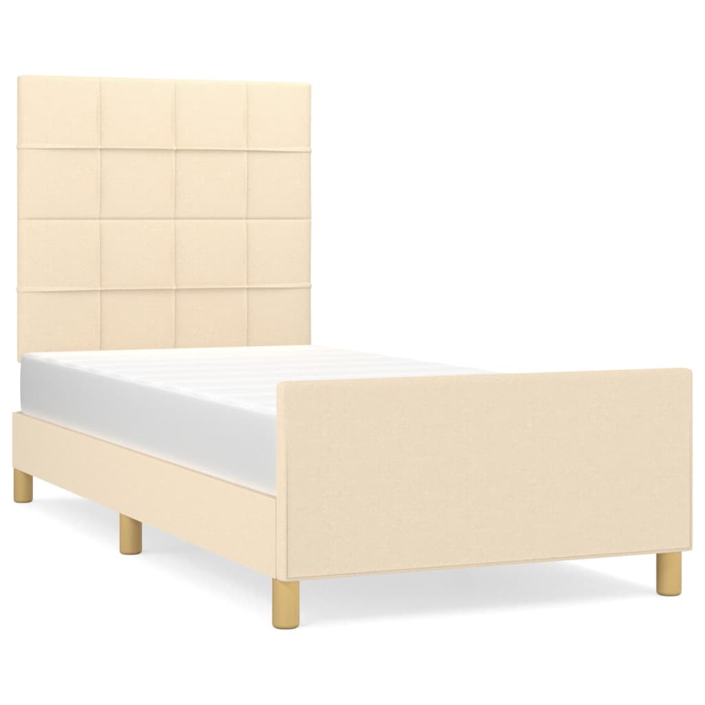 Okvir za krevet bez madraca krem 90x200cm od tkanine