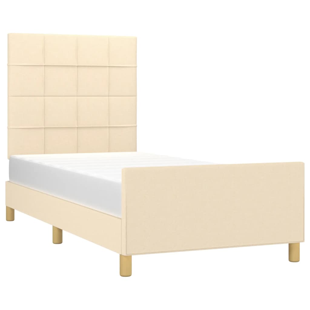 Okvir za krevet bez madraca krem 100 x 200 cm od tkanine