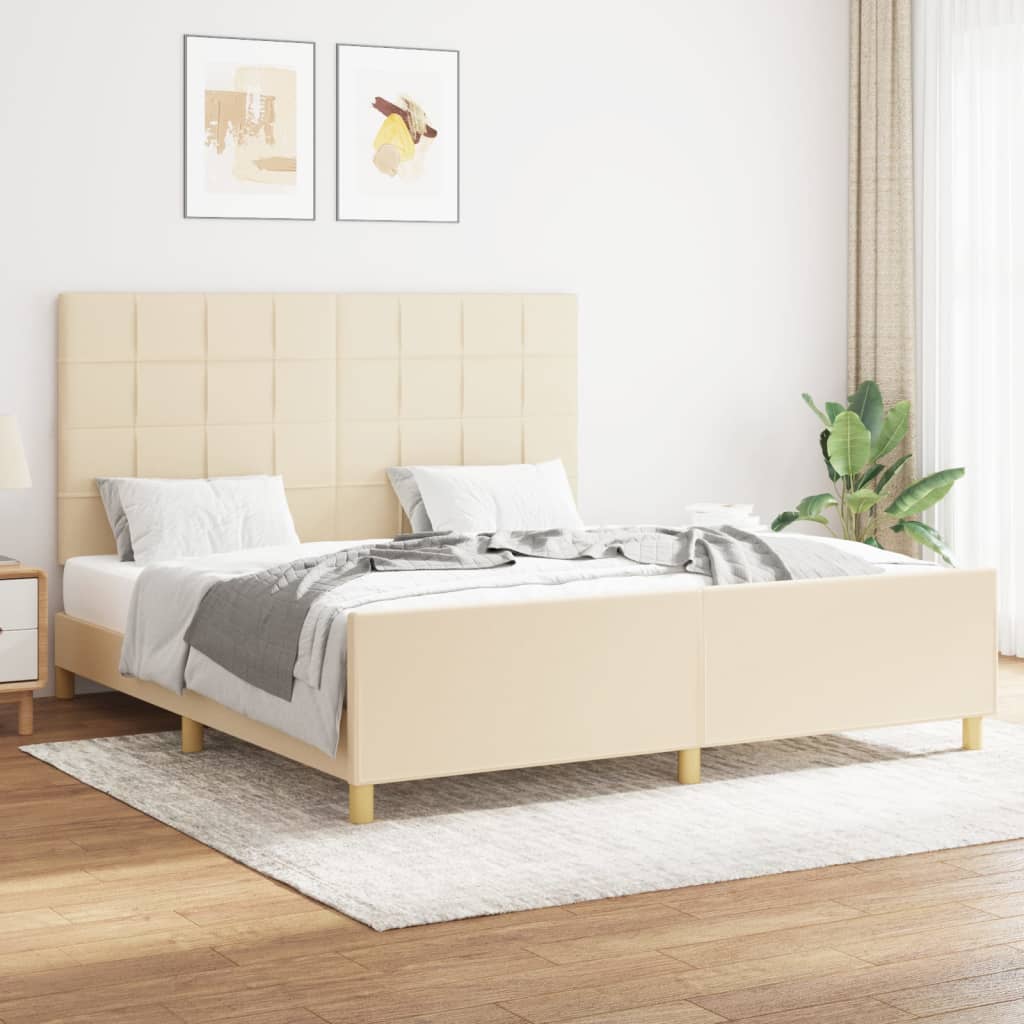 Okvir za krevet bez madraca krem 160x200 cm od tkanine