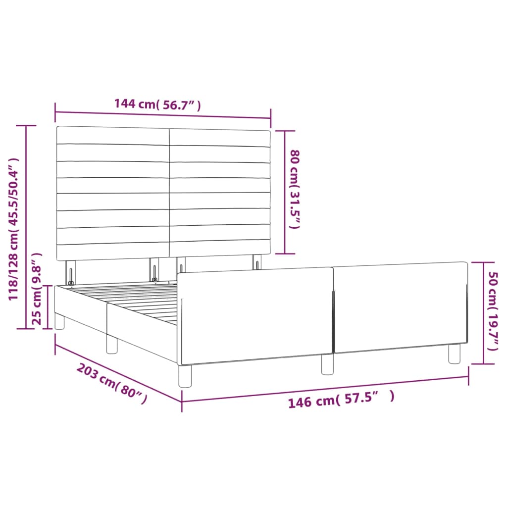 Okvir za krevet bez madraca crni 140x200 cm od tkanine