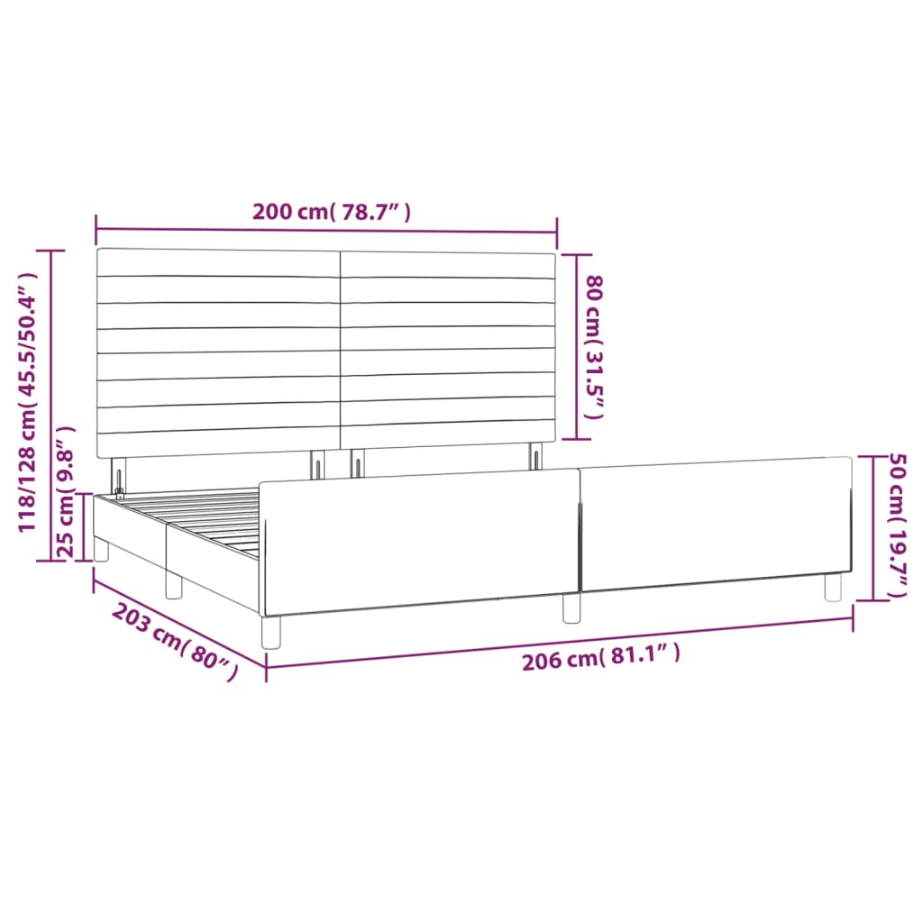 Okvir za krevet bez madraca plavi 200x200 cm od tkanine