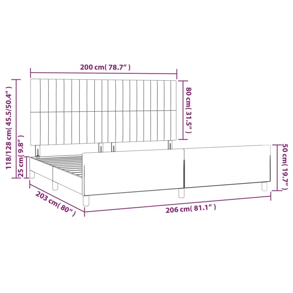 Okvir za krevet bez madraca tamnosmeđi 200x200 cm od tkanine