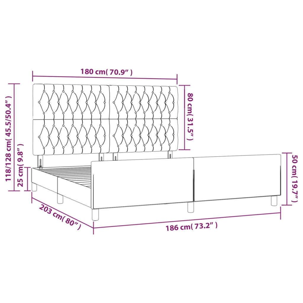 Okvir za krevet s uzglavljem plavi 180 x 200 cm od tkanine