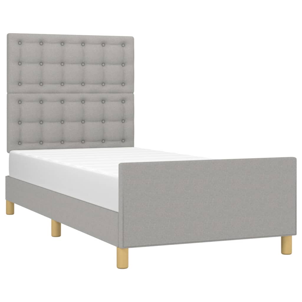 Okvir za krevet s uzglavljem svjetlosivi 80 x 200 cm od tkanine