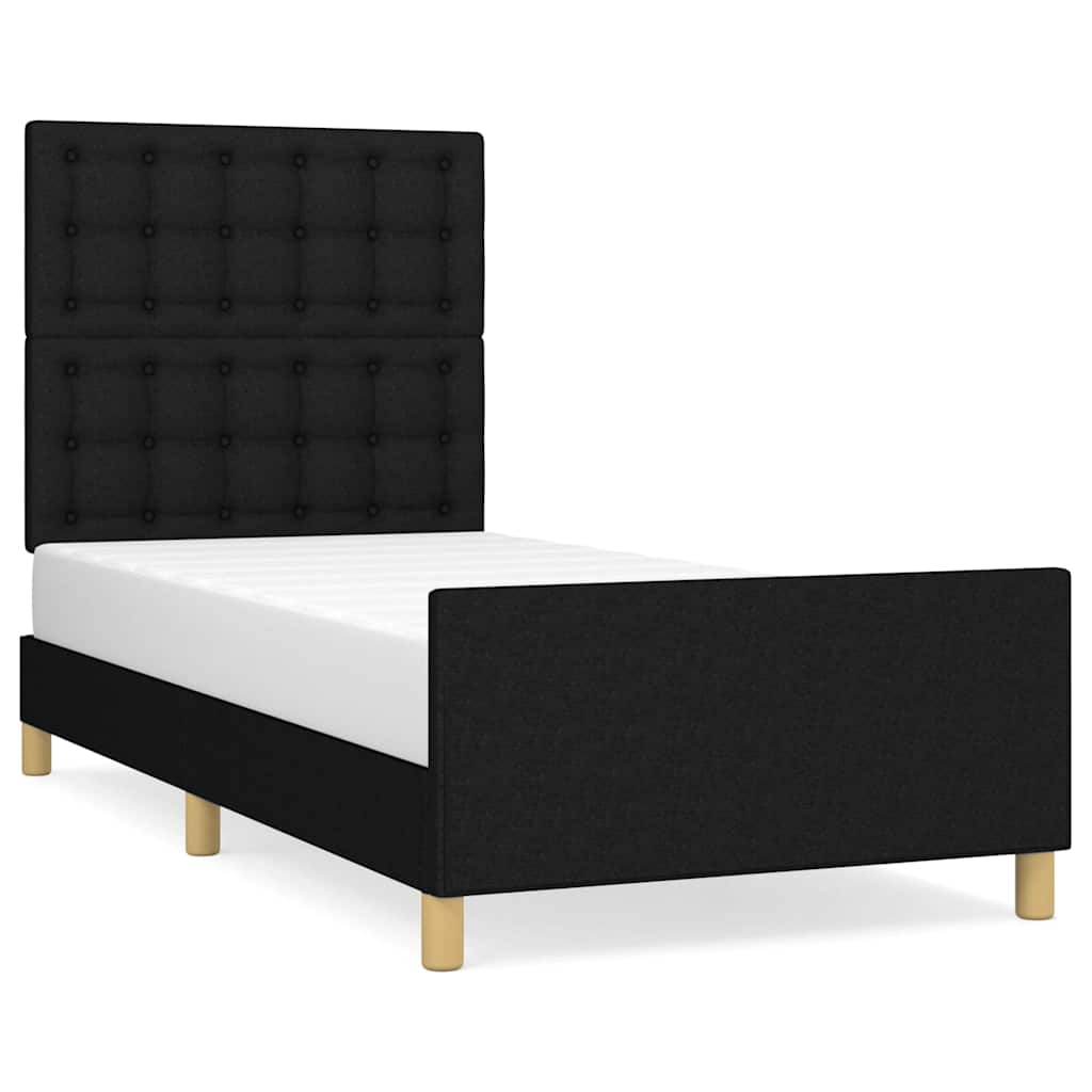 Okvir za krevet s uzglavljem crni 80x200 cm od tkanine