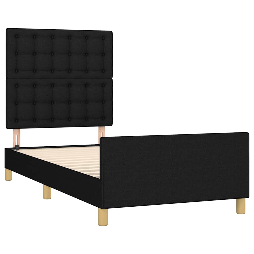 Okvir za krevet s uzglavljem crni 80x200 cm od tkanine