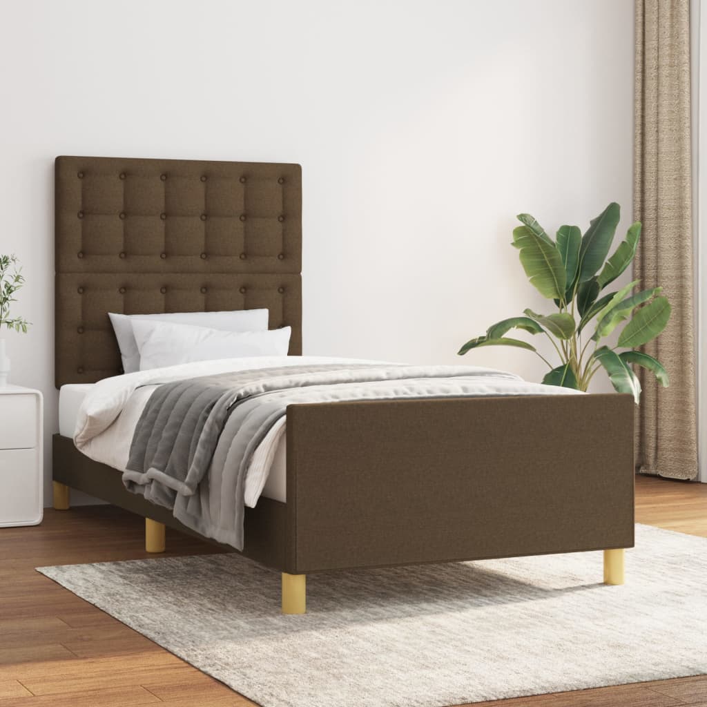 Okvir za krevet s uzglavljem tamnosmeđi 80x200 cm od tkanine