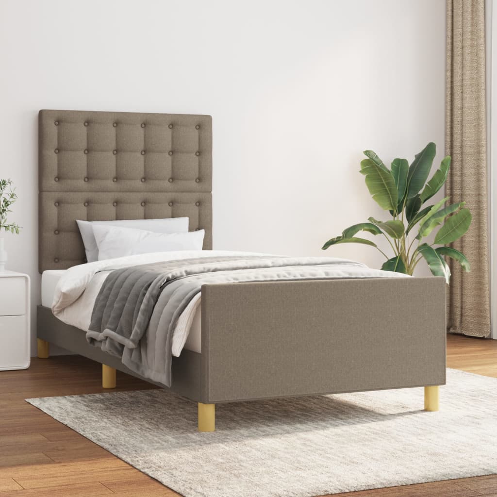 Okvir za krevet s uzglavljem smeđesivi 80x200 cm od tkanine
