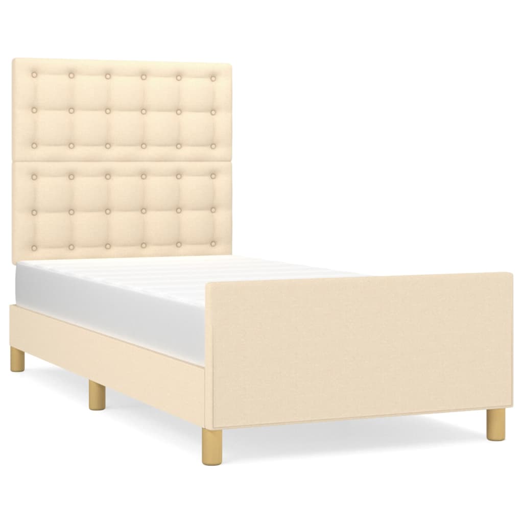 Okvir za krevet s uzglavljem krem 80x200 cm od tkanine