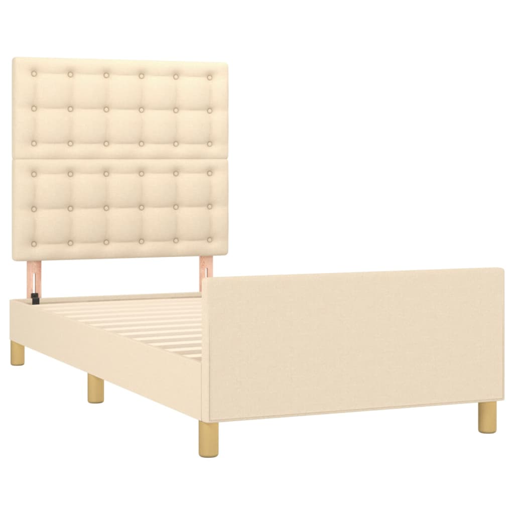 Okvir za krevet s uzglavljem krem 90x190 cm od tkanine