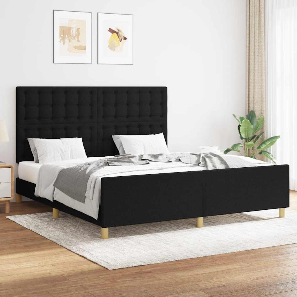 Okvir za krevet bez madraca crni 160x200 cm od tkanine