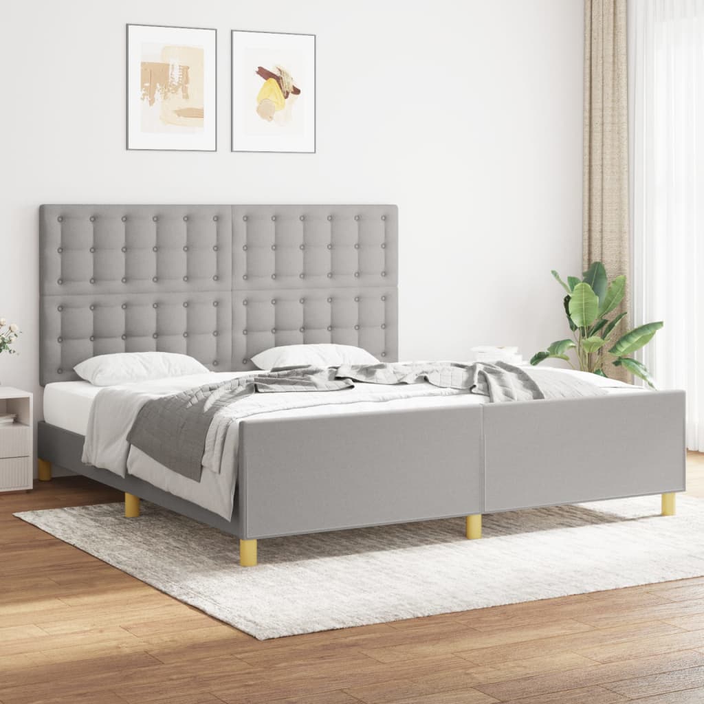 Okvir za krevet s uzglavljem svjetlosivi 180x200 cm od tkanine