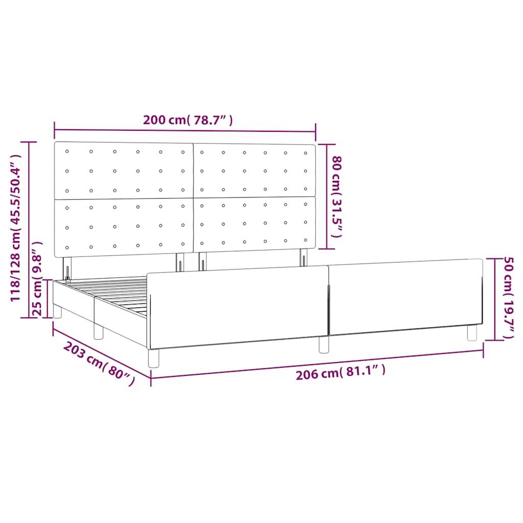 Okvir za krevet bez madraca crni 200x200 cm od tkanine