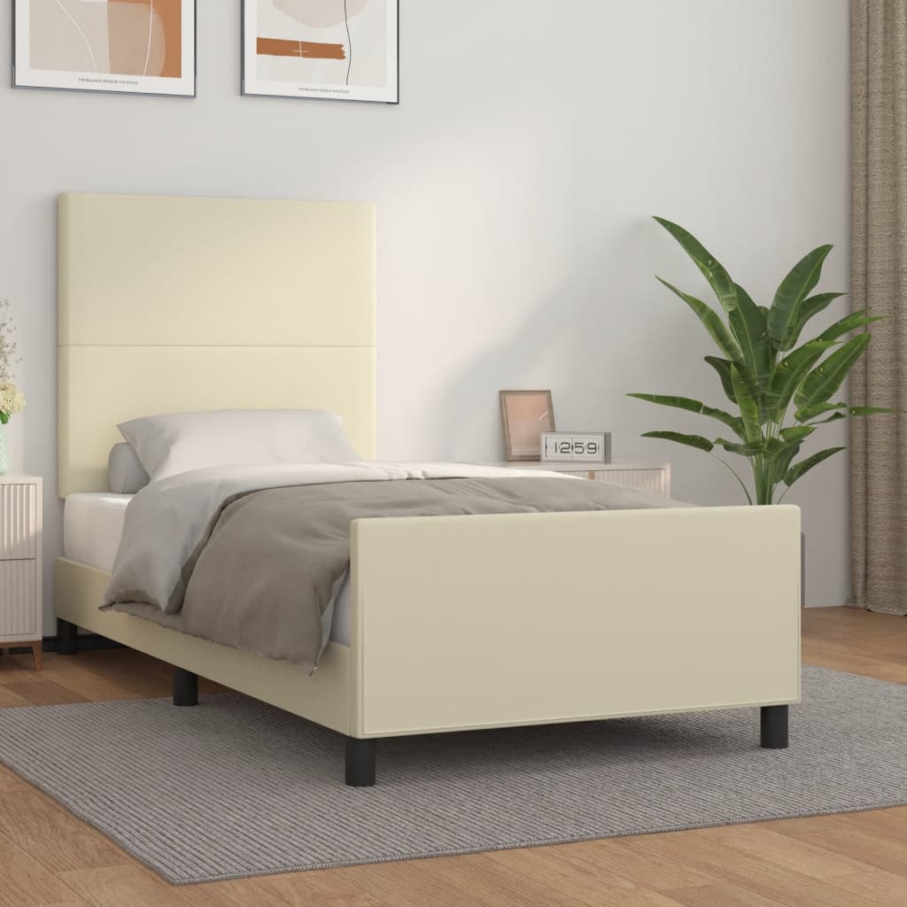 Okvir za krevet s uzglavljem krem 80 x 200 cm od umjetne kože