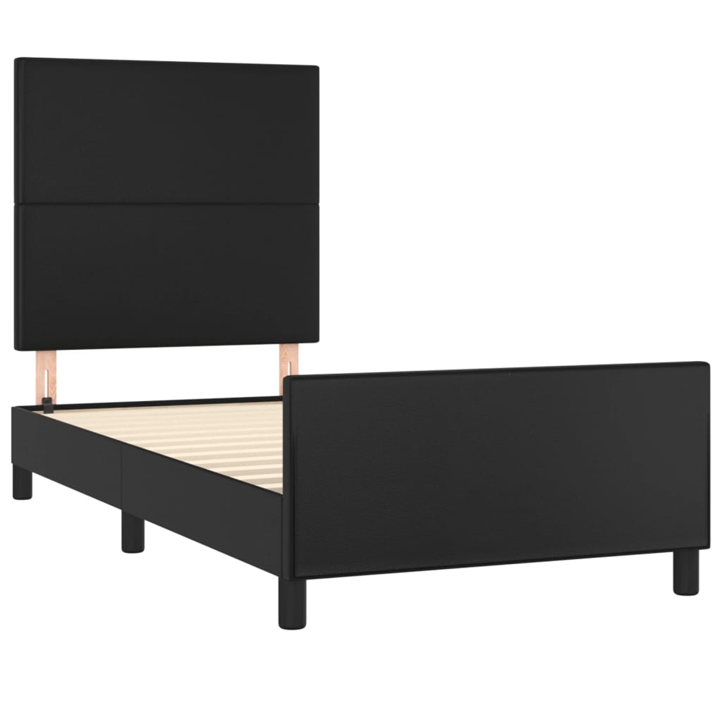 Okvir za krevet s uzglavljem crni 90x190 cm od umjetne kože