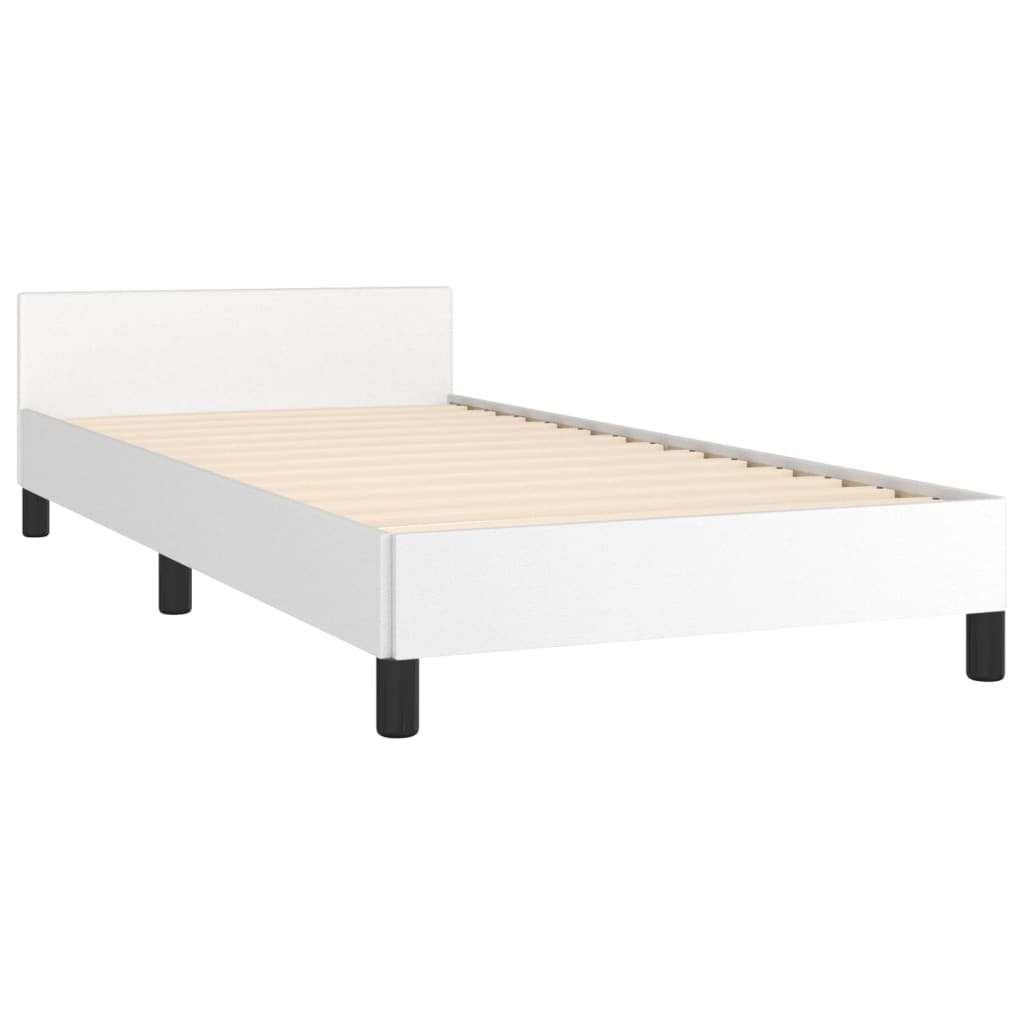 Okvir za krevet s uzglavljem bijeli 90x190 cm od umjetne kože