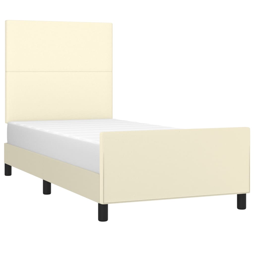 Okvir za krevet s uzglavljem krem 90x190 cm od umjetne kože