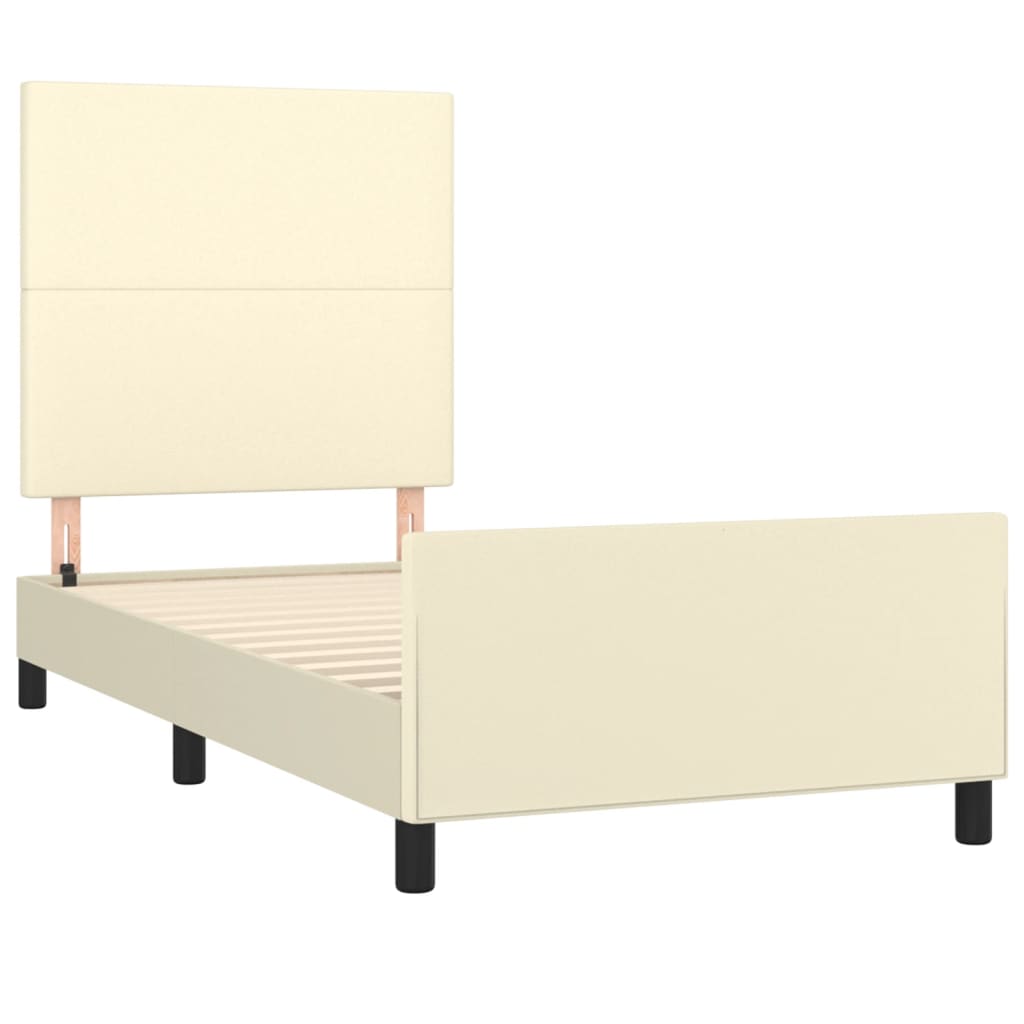 Okvir za krevet s uzglavljem krem 90x190 cm od umjetne kože