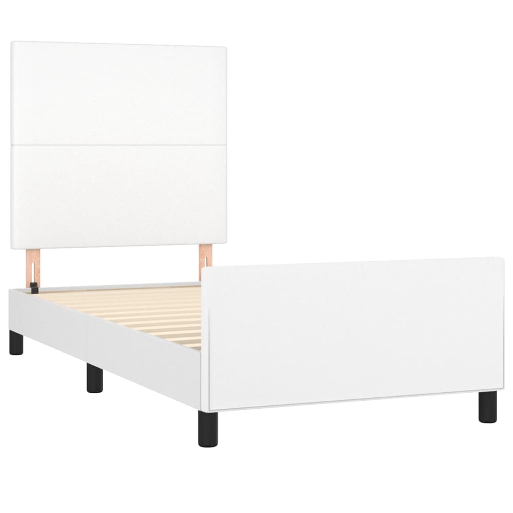 Okvir za krevet s uzglavljem bijela 90x200 cm od umjetne kože