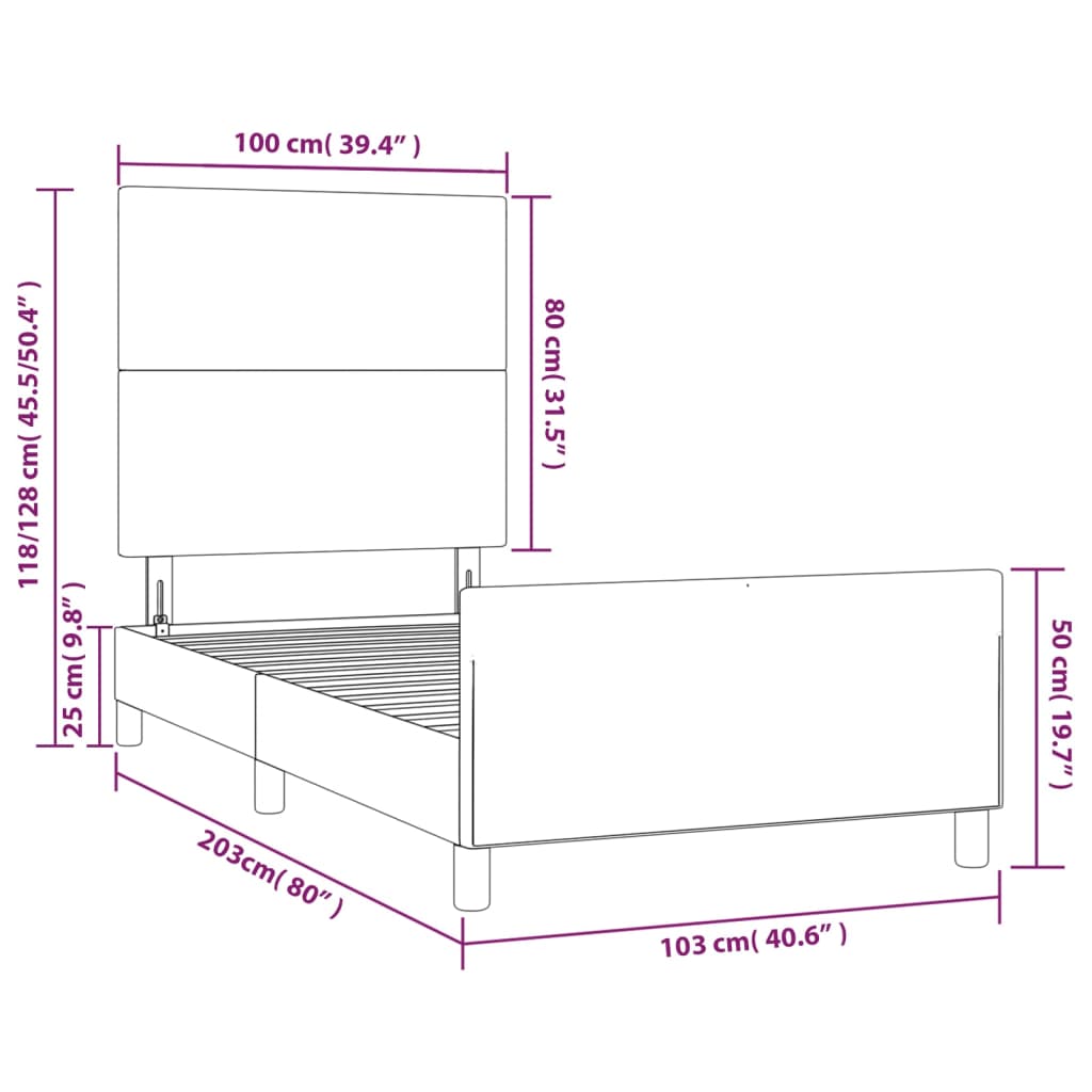 Okvir za krevet s uzglavljem krem 100x200 cm od umjetne kože