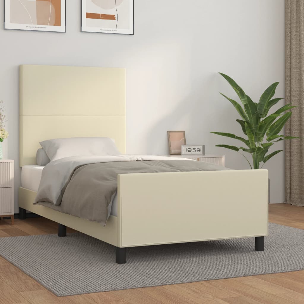 Okvir za krevet s uzglavljem krem 100x200 cm od umjetne kože