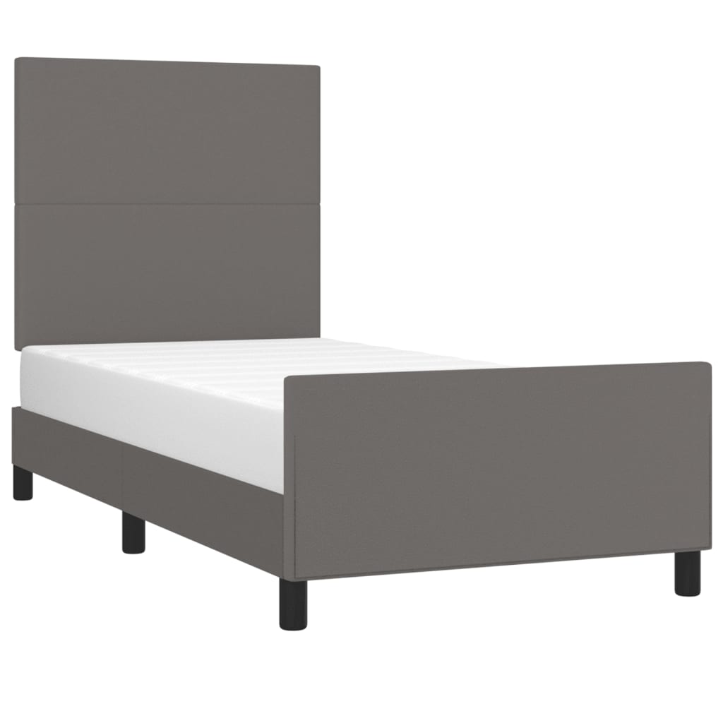 Okvir za krevet s uzglavljem sivi 100x200 cm od umjetne kože