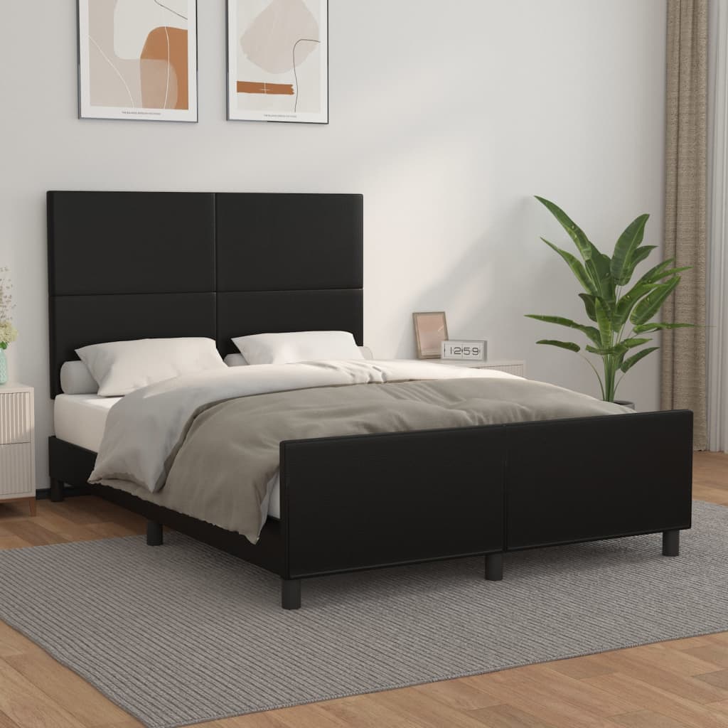 Okvir za krevet s uzglavljem crni 140x190 cm od umjetne kože