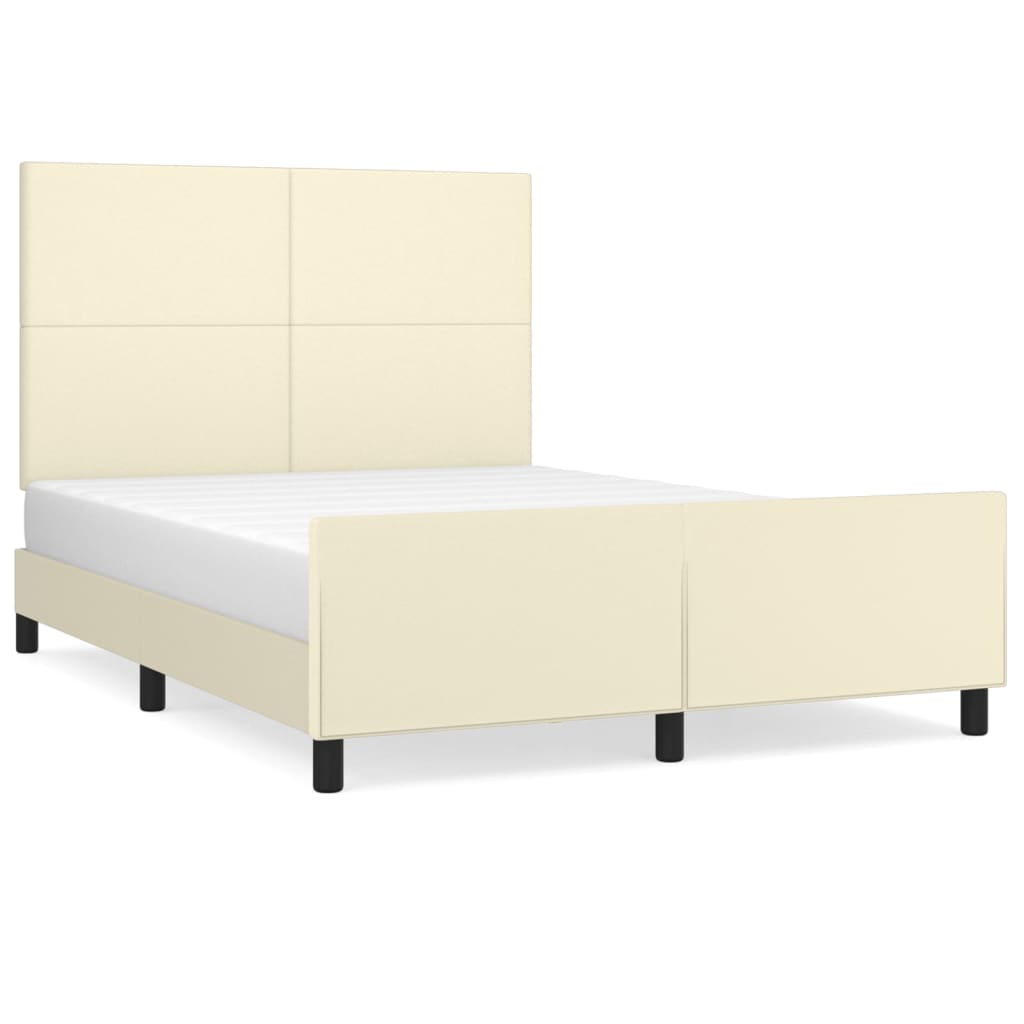 Okvir za krevet s uzglavljem krem 140x190 cm od umjetne kože