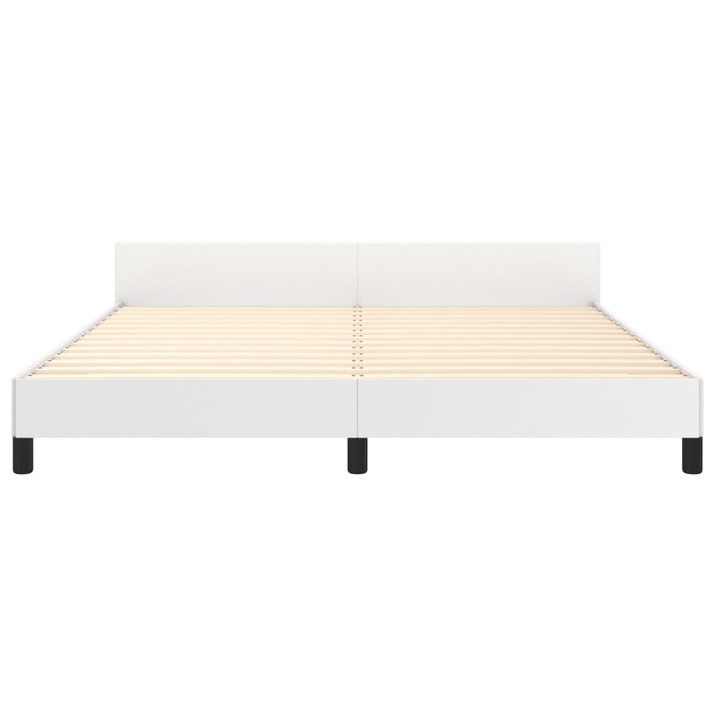 Okvir za krevet s uzglavljem bijeli 160x200 cm od umjetne kože