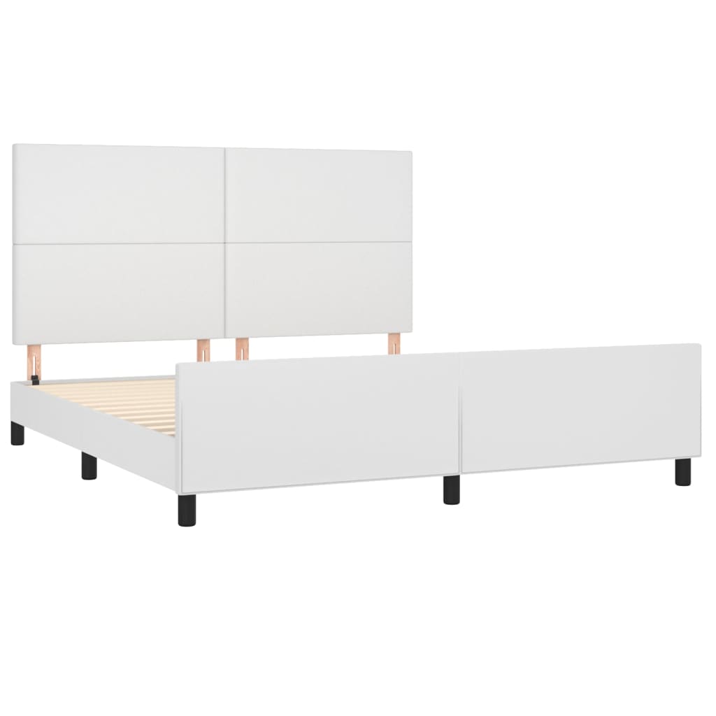 Okvir za krevet s uzglavljem bijeli 180x200 cm od umjetne kože