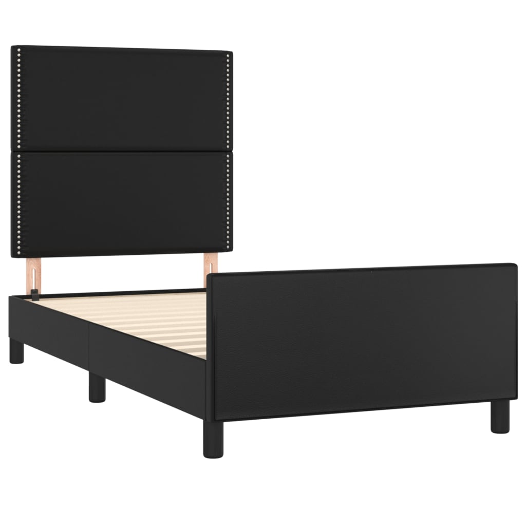Okvir za krevet s uzglavljem crni 90x190 cm od umjetne kože