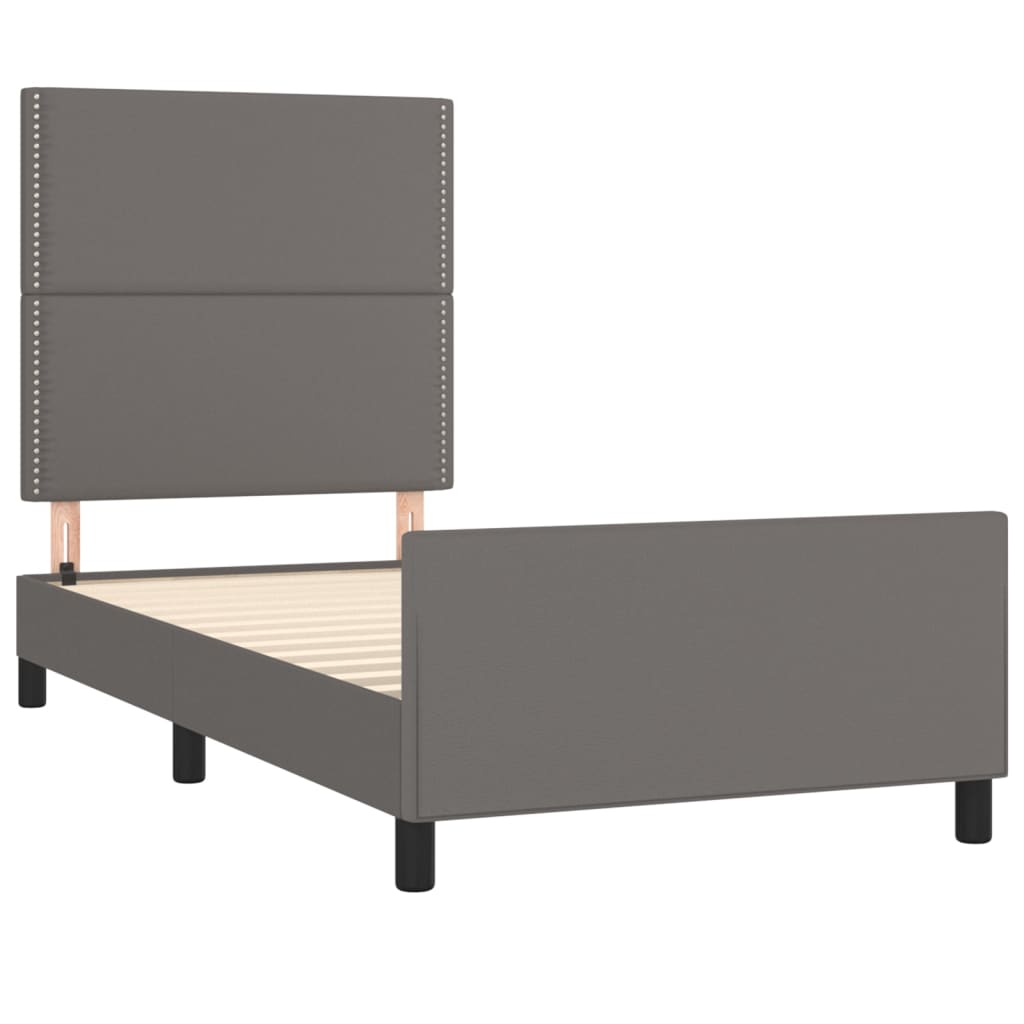 Okvir za krevet s uzglavljem sivi 90x190 cm od umjetne kože