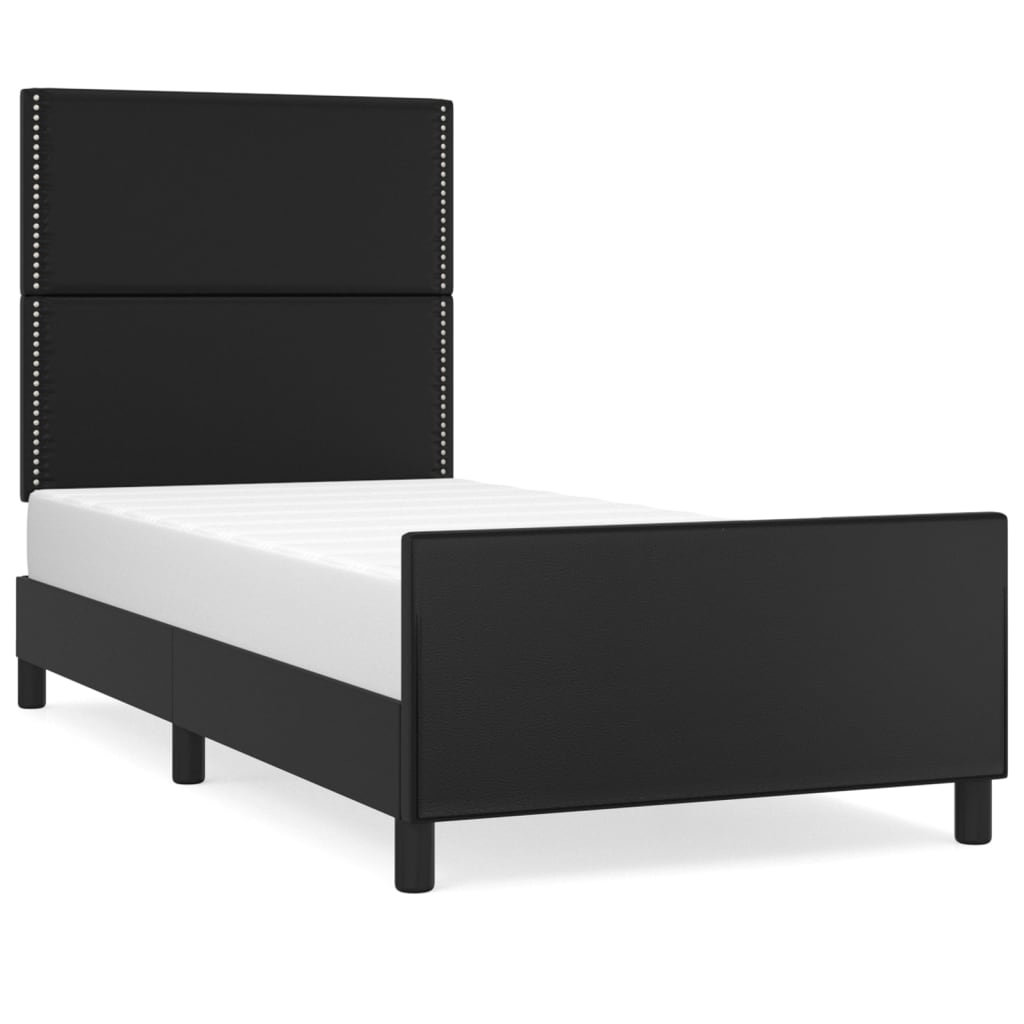 Okvir za krevet s uzglavljem crni 90x200 cm od umjetne kože