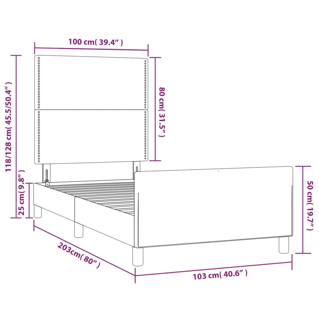 Okvir za krevet s uzglavljem crni 100x200 cm od umjetne kože